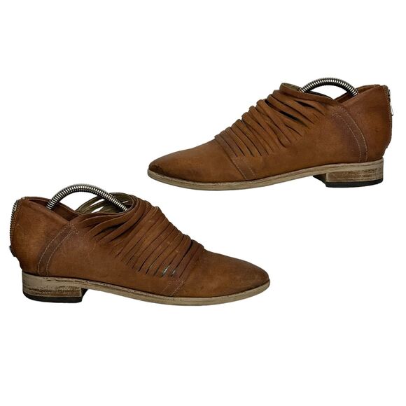 Free People Lost Valley Leather Ankle Bootie 38 7.5 Western Brown Festival Boots - Picture 11 of 12